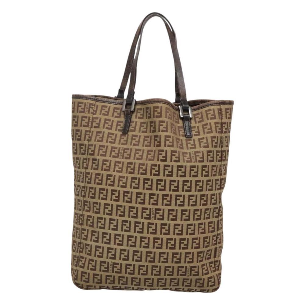 FENDI Zucchino Canvas Hand Bag Beige Auth 127082 - Picture 2 of 16
